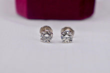 Load image into Gallery viewer, 14K White Gold Round Diamond Push Back Stud Earrings 1.20cts