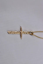 Load image into Gallery viewer, Vintage 14K Yellow Gold Artisan Cross Necklace