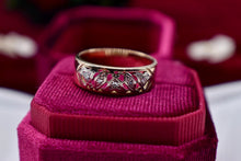 Load image into Gallery viewer, Vintage Art Deco 14K Two Toned White and Yellow Gold Floral Diamond Band