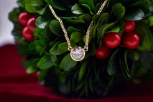 Load image into Gallery viewer, Vintage 14K Yellow Gold Solitaire Diamond Bezel Necklace