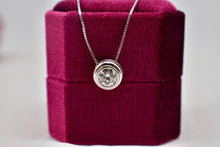 Load image into Gallery viewer, Vintage Mid Century 14K White Gold Solitaire 0.85cts Natural Diamond Bezel Slide Necklace