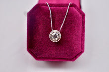 Load image into Gallery viewer, Vintage Mid Century 14K White Gold Solitaire 0.85cts Natural Diamond Bezel Slide Necklace