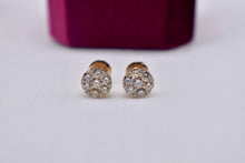 Load image into Gallery viewer, Vintage 14K Yellow Gold Diamond Halo Cluster 1.00cts Stud Earrings