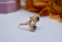 Load image into Gallery viewer, Edwardian 18K Yellow Gold Sapphire and Old Mine Cut Diamond Toi Et Moi Ring