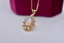 Load image into Gallery viewer, Vintage 14K Yellow Gold Teardrop Opal Halo Necklace