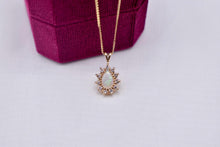 Load image into Gallery viewer, Vintage 14K Yellow Gold Teardrop Opal Halo Necklace