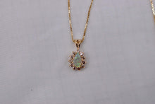 Load image into Gallery viewer, Vintage 18K Yellow Gold Teardrop Opal Halo Necklace
