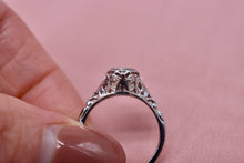 Load image into Gallery viewer, Vintage 18K White Gold Art Deco Dainty Hexagon Old European Cut Diamond Butterfly Filigree Ring