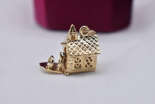 Load image into Gallery viewer, Vintage 1950s 14k Yellow Gold Animated Wedding Chapel Charm With Rings Inside