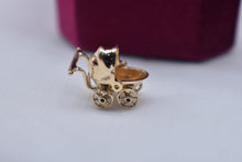 Load image into Gallery viewer, Vintage 14k Gold Movable Animated Baby Carriage Charm