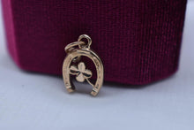 Load image into Gallery viewer, Vintage 14K Yellow Gold Horseshoe Clover Luck Charm