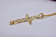 Load image into Gallery viewer, Vintage 14K Yellow Gold Artisan Cross Necklace