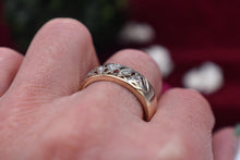Load image into Gallery viewer, Vintage Art Deco 14K Two Toned White and Yellow Gold Floral Diamond Band