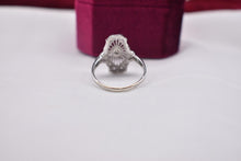 Load image into Gallery viewer, Vintage Art Deco 10K White Gold Filigree Transitional Cut Diamond Navette Ring