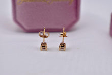 Load image into Gallery viewer, 14K Yellow Gold Princess Cut Diamond Push Back Stud Earrings 0.40cts