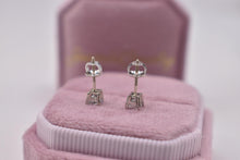 Load image into Gallery viewer, 14K White Gold Princess Cut Diamond Screw Back Stud Earrings 0.60cts