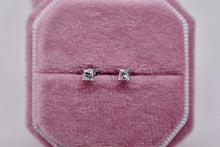 Load image into Gallery viewer, 14K White Gold Princess Cut Diamond Push Back Stud Earrings 0.22cts