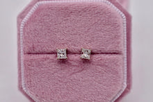Load image into Gallery viewer, 14K White Gold Princess Cut Diamond Screw Back Stud Earrings 0.60cts