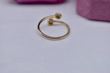 Load image into Gallery viewer, 14K Yellow Gold Two Stone Bezel Halo Diamond Bypass Minimalist Open Design Ring