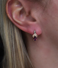 Load image into Gallery viewer, Levian 14K Rose Gold Rhodolite Garnet and Diamond Earrings