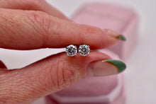 Load image into Gallery viewer, 14K White Gold Round Diamond Push Back Stud Earrings 0.95cts