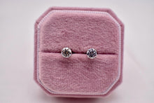 Load image into Gallery viewer, 14K White Gold Round Diamond Push Back Stud Earrings 0.95cts