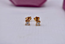 Load image into Gallery viewer, 14K Yellow Gold Princess Cut Diamond Push Back Stud Earrings 0.40cts