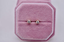 Load image into Gallery viewer, 14K Yellow Gold Round Diamond Push Back Stud Earrings 0.35cts