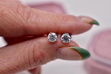 Load image into Gallery viewer, 14K White Gold Round Diamond Push Back Martini Stud Earrings 0.94cts