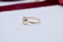 Load image into Gallery viewer, 14K Yellow Gold Vintage Natural Cushion Cut Diamond Solitaire Bezel Set Engagement Ring