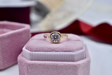 Load image into Gallery viewer, 14K Yellow Gold Vintage Natural Cushion Cut Diamond Solitaire Bezel Set Engagement Ring
