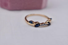 Load image into Gallery viewer, 10K Yellow Gold Vintage Curved Contour Sapphire & Diamond Enhancer Ring
