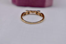 Load image into Gallery viewer, 10K Yellow Gold Vintage Curved Contour Sapphire & Diamond Enhancer Ring