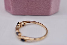 Load image into Gallery viewer, 10K Yellow Gold Vintage Curved Contour Sapphire & Diamond Enhancer Ring