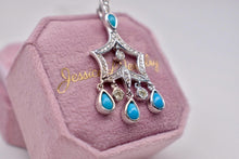 Load image into Gallery viewer, Statement Vintage 18K White Gold Turquoise and Diamond Art Deco Style Necklace