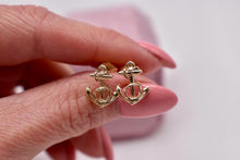 Load image into Gallery viewer, Vintage 14K Yellow Gold Anchor Stud Earrings