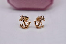 Load image into Gallery viewer, Vintage 14K Yellow Gold Anchor Stud Earrings