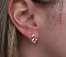 Load image into Gallery viewer, Vintage 14K Yellow Gold Anchor Stud Earrings