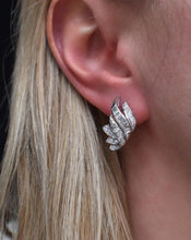 Load image into Gallery viewer, Rare Art Deco 18K White Gold 1.00cts Round & Baguette Diamond Earrings