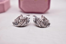 Load image into Gallery viewer, Rare Art Deco 18K White Gold 1.00cts Round & Baguette Diamond Earrings