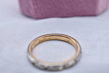 Load image into Gallery viewer, 18K Yellow Gold Platinum Edwardian Hand Engraved Wedding Band – Floral Art Deco Ring