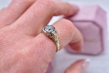 Load image into Gallery viewer, Vintage 14K Yellow Gold & Platinum Octagonal Edwardian Old European Cut Diamond Engagement Ring