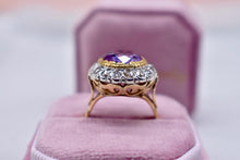 Load image into Gallery viewer, Remake Victorian 18K Yellow Gold & Platinum Halo Old Rose Cut Diamond and Alexandrite Ring