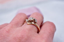 Load image into Gallery viewer, Vintage 14K Yellow Gold Retro Abstract Bypass Diamond Ring