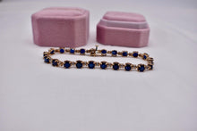 Load image into Gallery viewer, 10K Yellow Gold Vintage Round Sapphire & Diamond Bracelet
