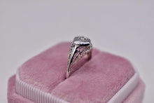 Load image into Gallery viewer, Vintage 18K White Gold Art Deco Dainty Hexagon Diamond Engagement Ring