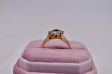 Load image into Gallery viewer, 14K Yellow Gold & Platinum Vintage Inspired Sapphire and Diamond Halo Ring