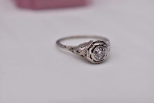 Load image into Gallery viewer, Vintage 18K White Gold Art Deco Octagon Old Mine Cut Diamond Ring