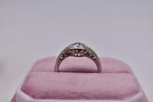 Load image into Gallery viewer, Vintage 18K White Gold Art Deco Filigree Dainty Old Mine Cut Diamond Square Engagement Ring