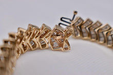 Load image into Gallery viewer, Vintage 14K Yellow Gold Vintage Baguette 8.00cts Diamond Chevron Style Bracelet